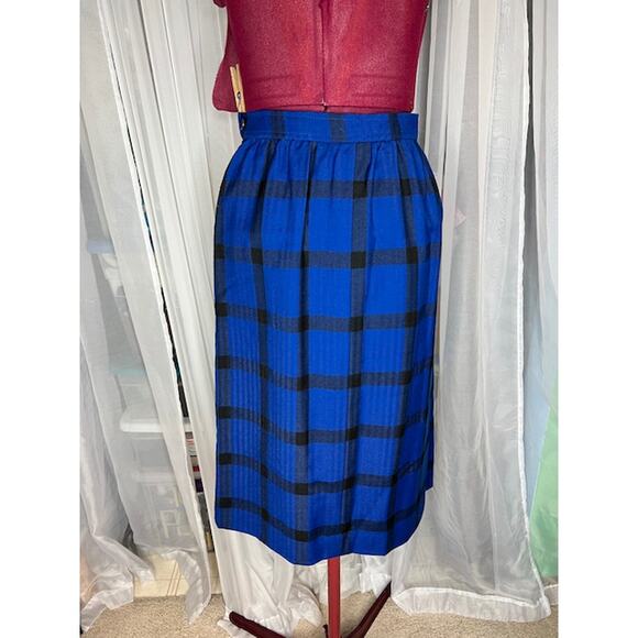 Pendleton skirt wool plaid knee length blue black - Picture 4 of 11
